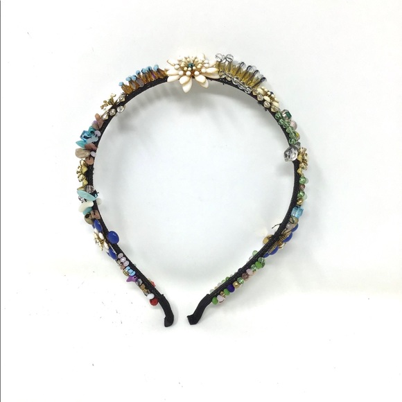 CRYSTAL & BEADED FLORAL HEADBAND - Picture 12 of 12